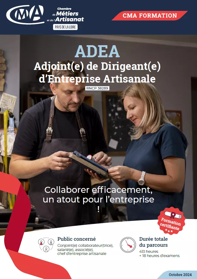 Plaquette ADEA - Adjoint(e) de Dirigeant(e) d'Entreprise Artisanale